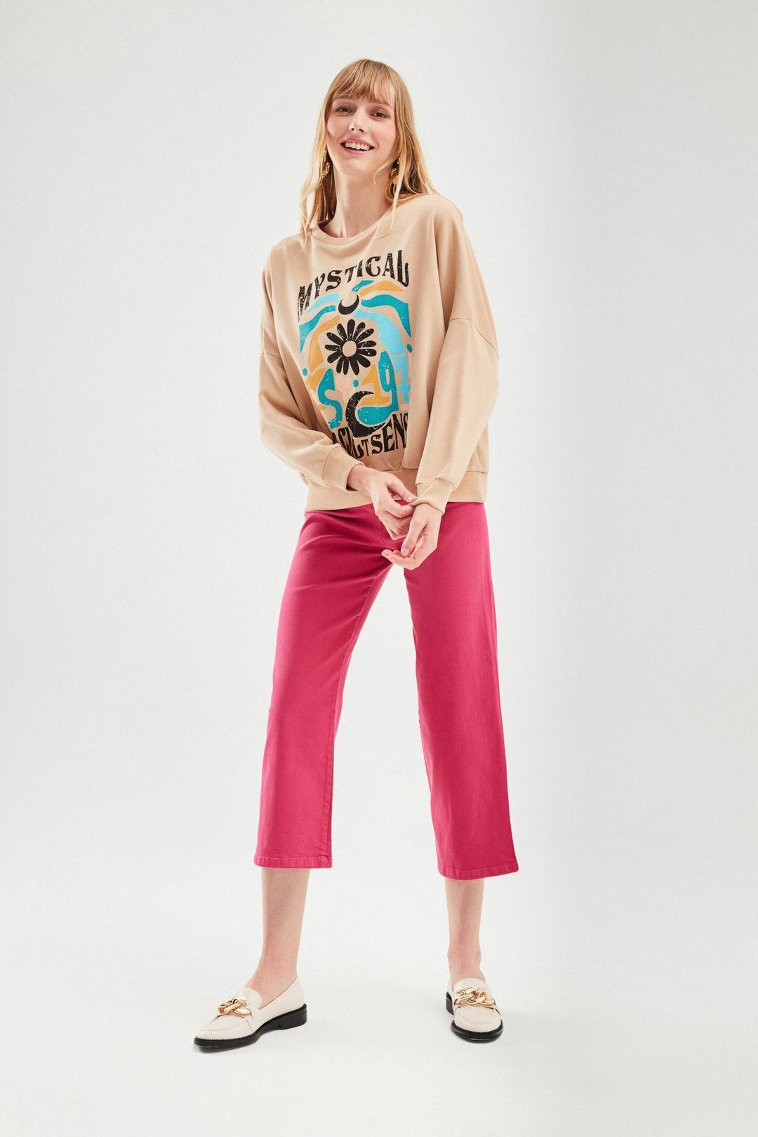 Printed Sweatshirt Beige