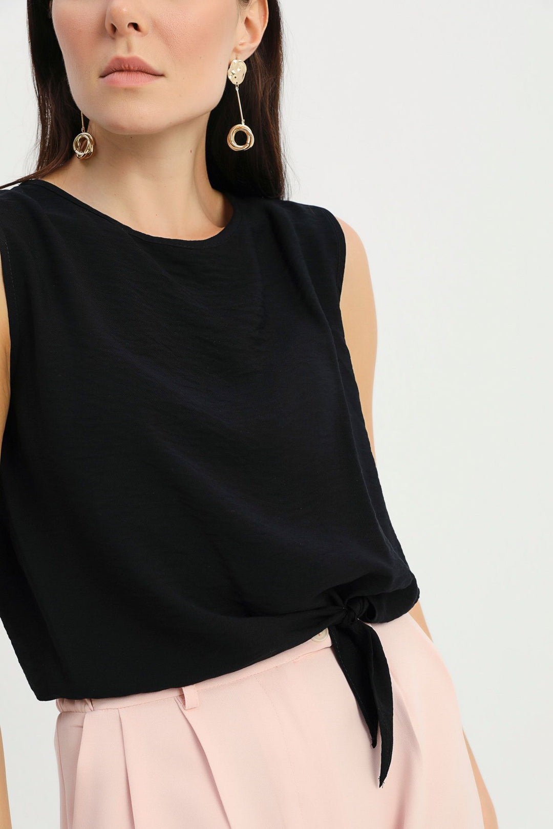 Tie Detailed Tank Top Black