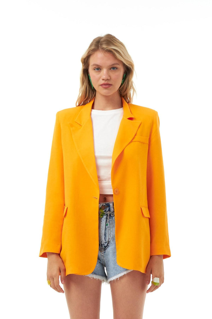 Keten Blazer Ceket Turuncu