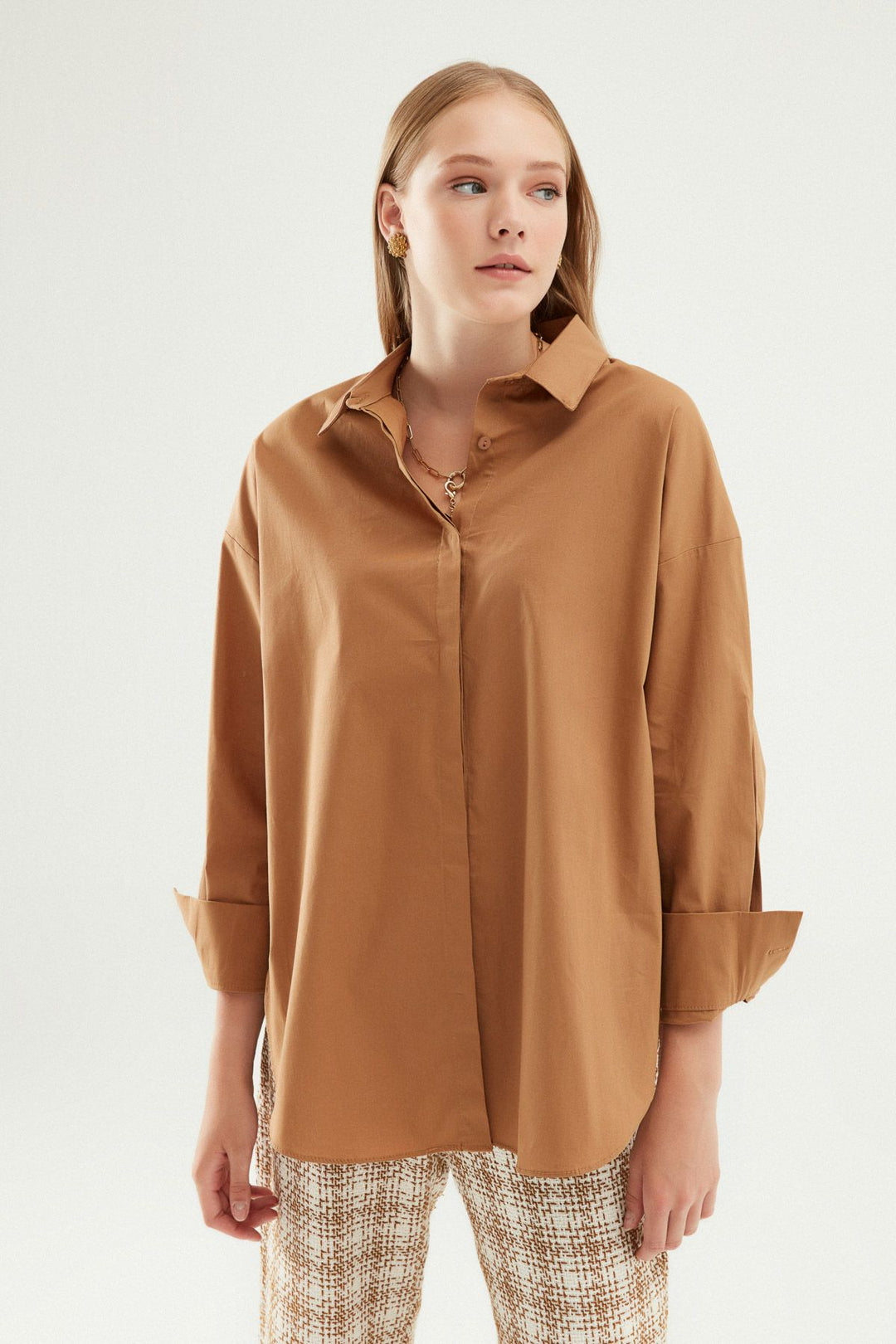 Oversize Basic Shirt Camel