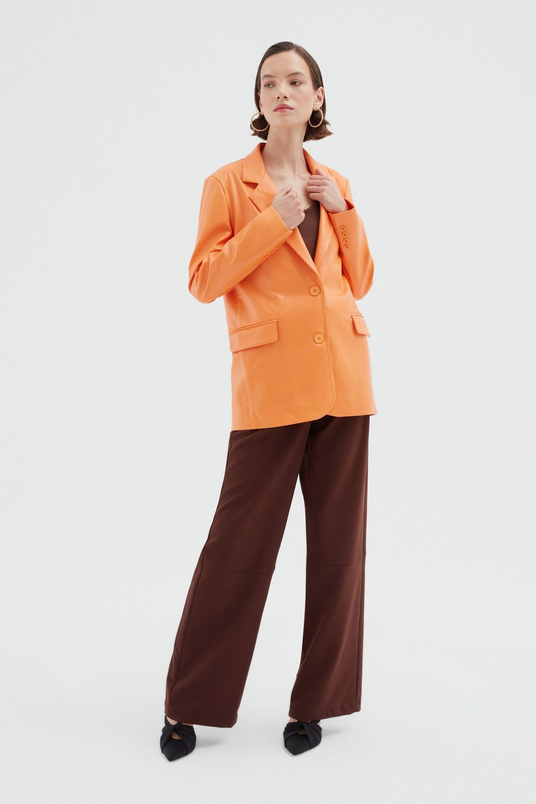 Blazer Leather Jacket Orange