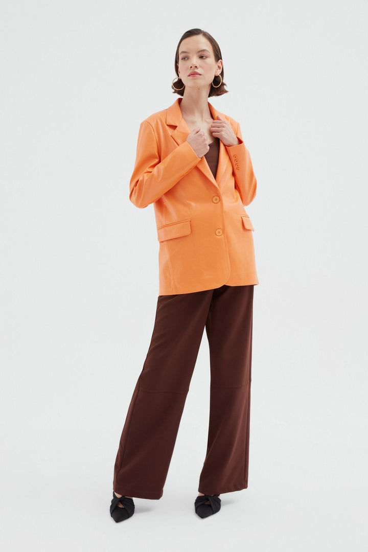Blazer Leather Jacket Orange