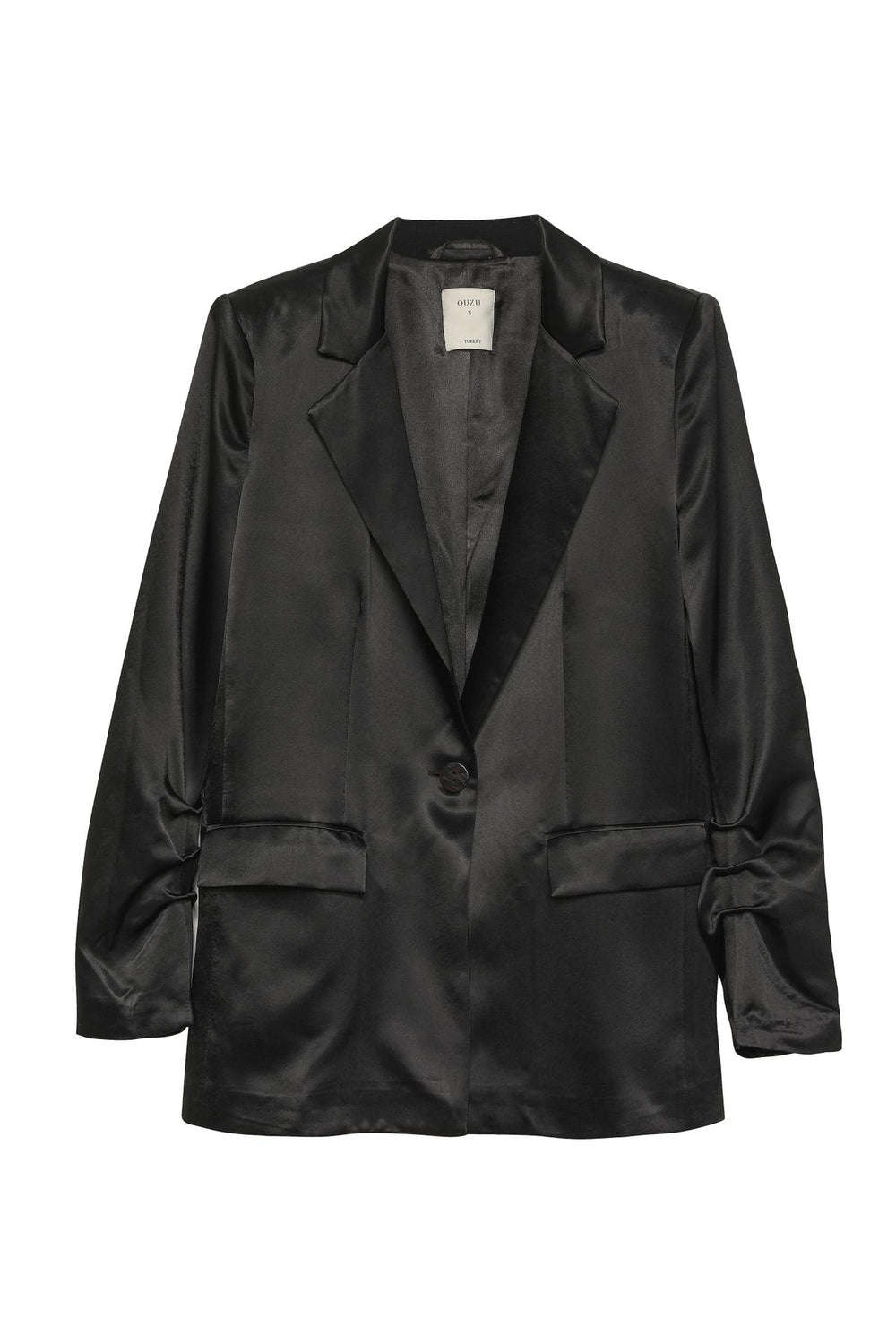 Double Breasted Satin Blazer Jacket Black
