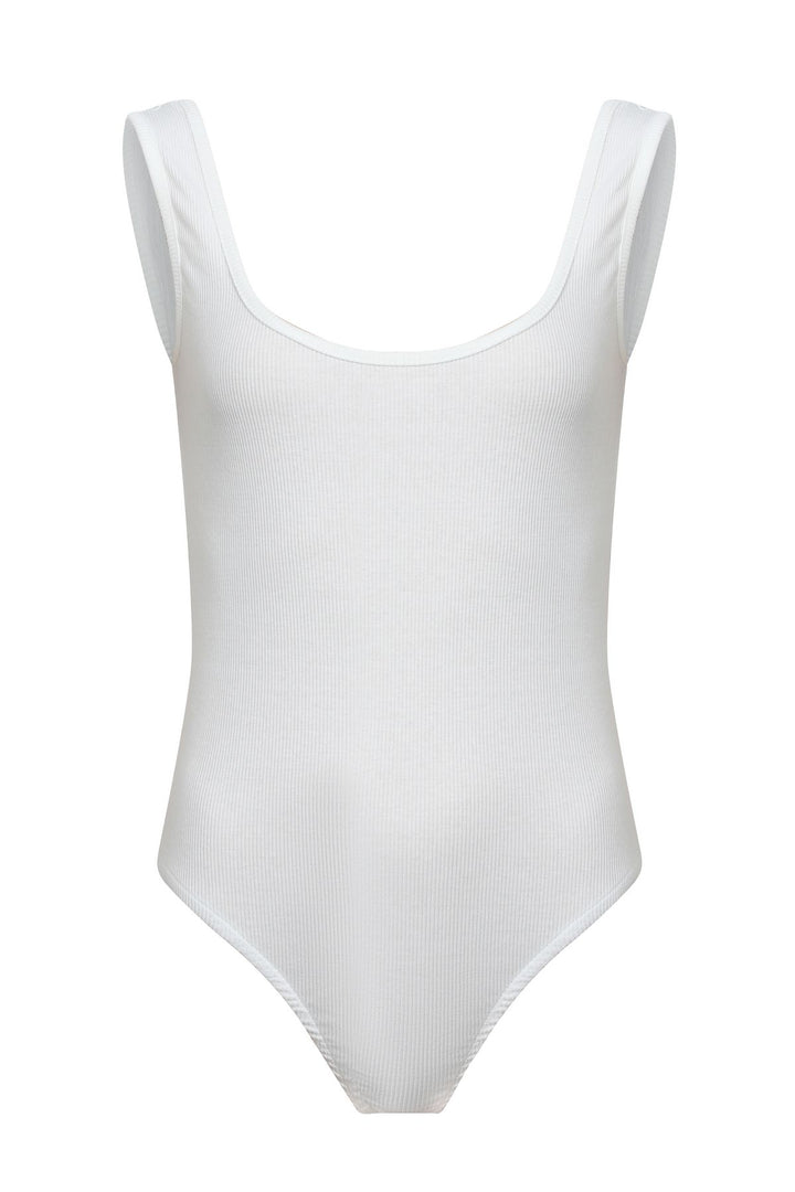 Low Back Strap Bodysuit White