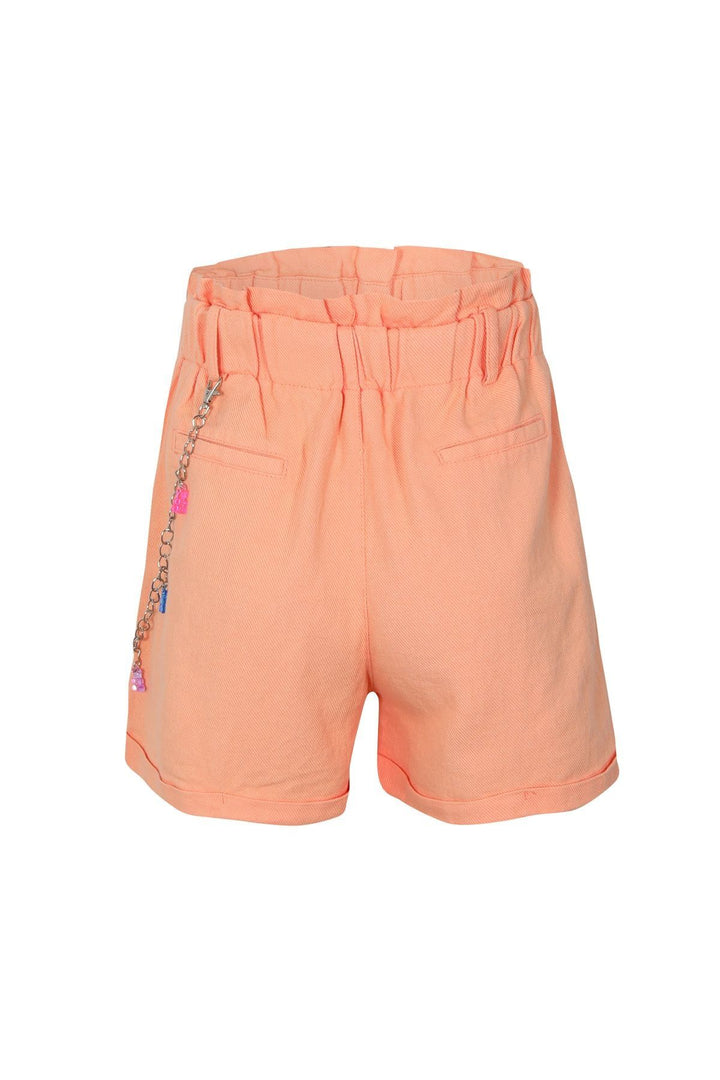 Aksesuarlı Duble Paça Şort Somon