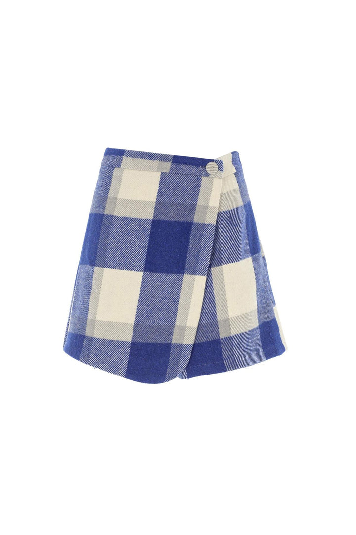 Plaid Mini Short Skirt Blue