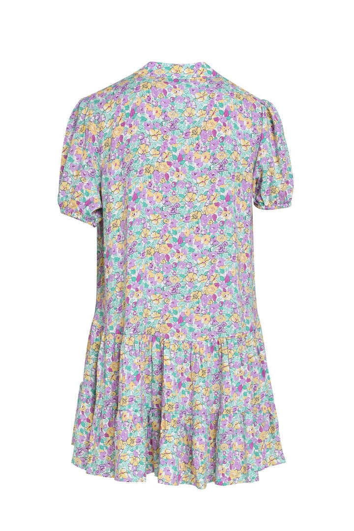 Floral Pleated Mini Dress Powder