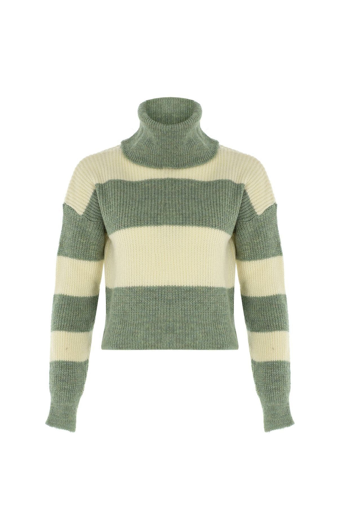 Çizgili Triko Kazak Mint