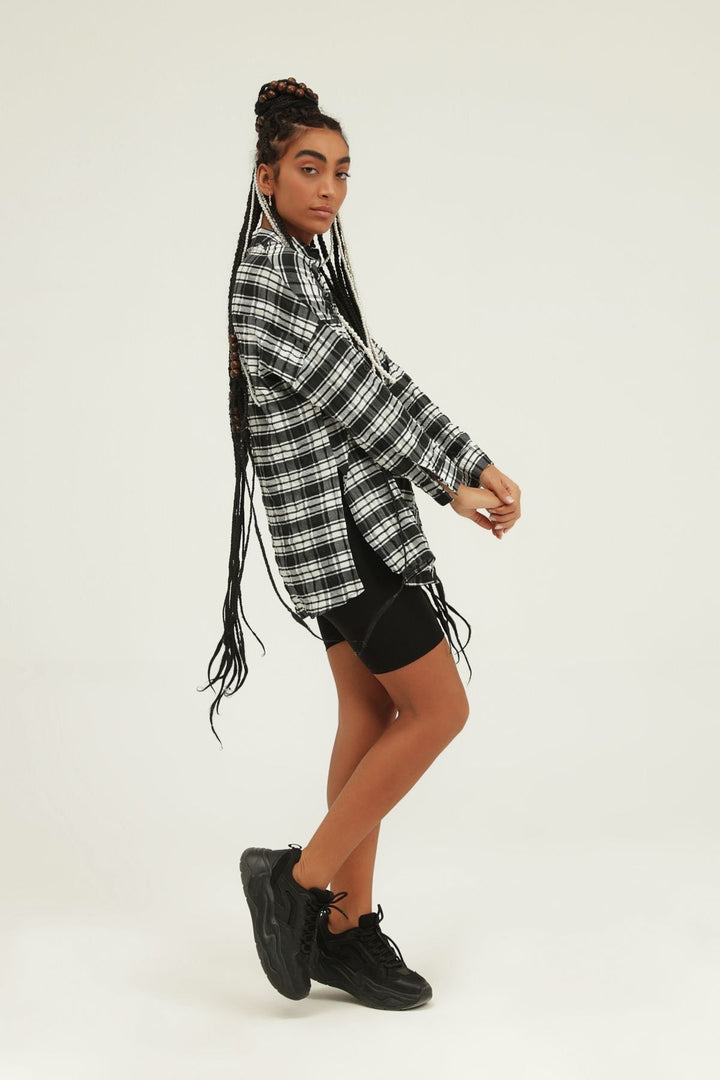 Asymmetric Striped Shirt Black
