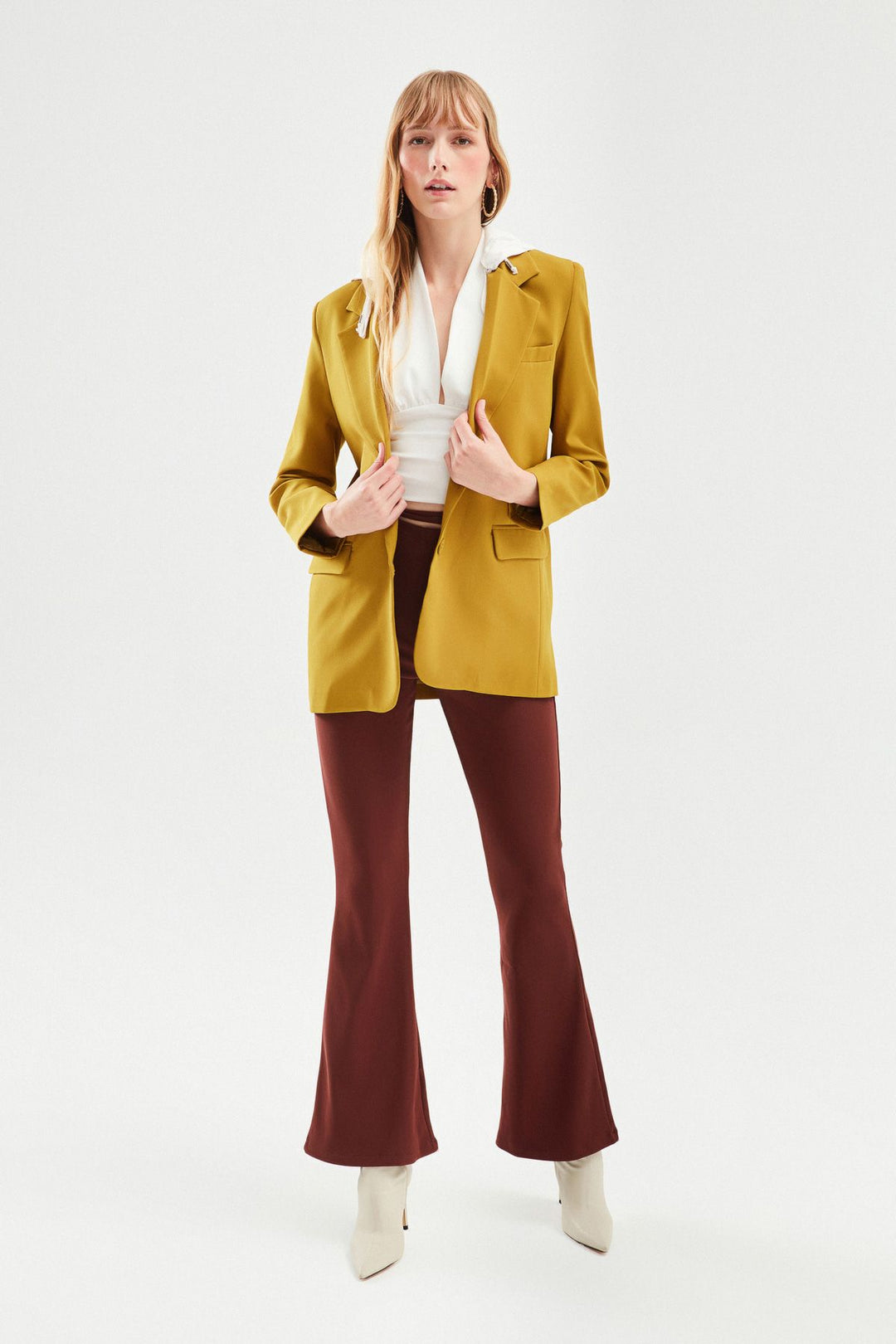 Hooded Blazer Jacket Olive