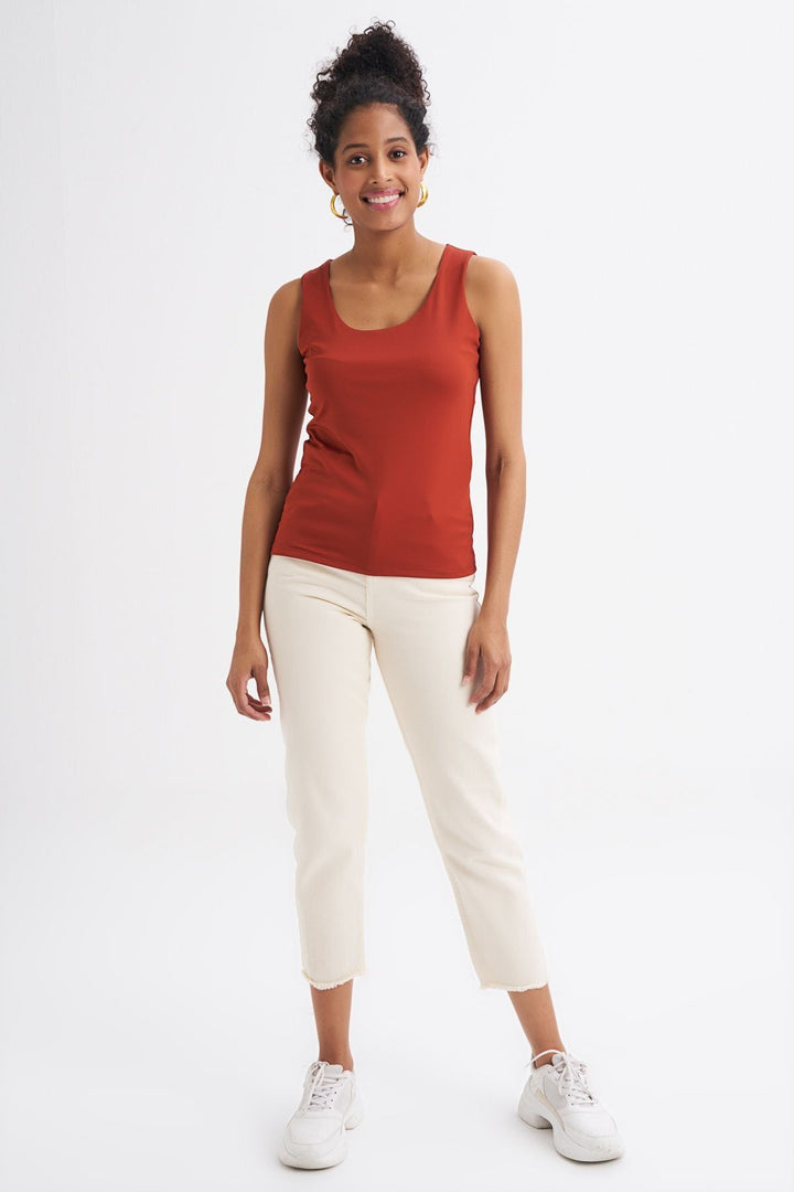 Kalın Askılı Basic Bluz Kiremit