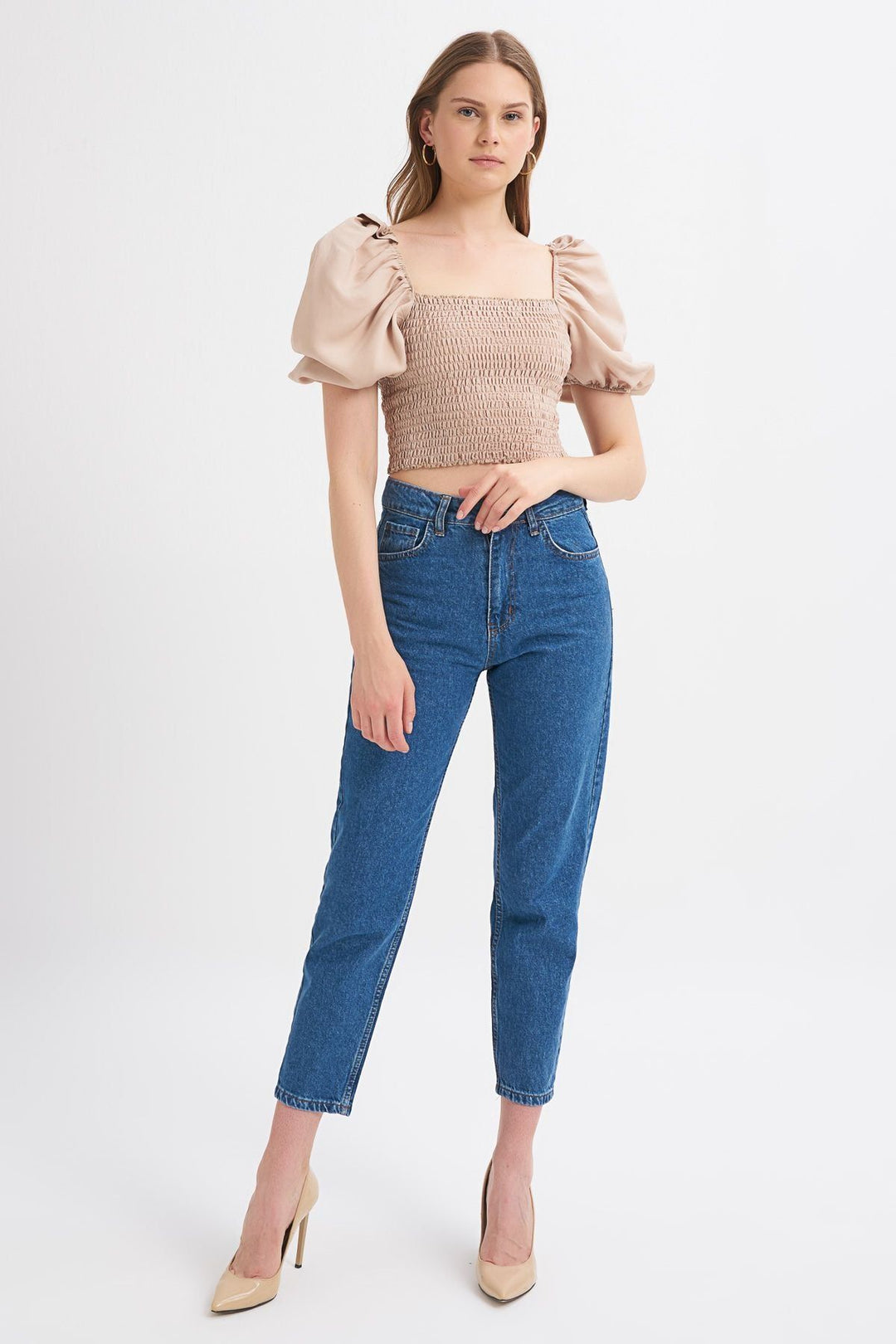 Balon Kol Gipeli Bluz Bej