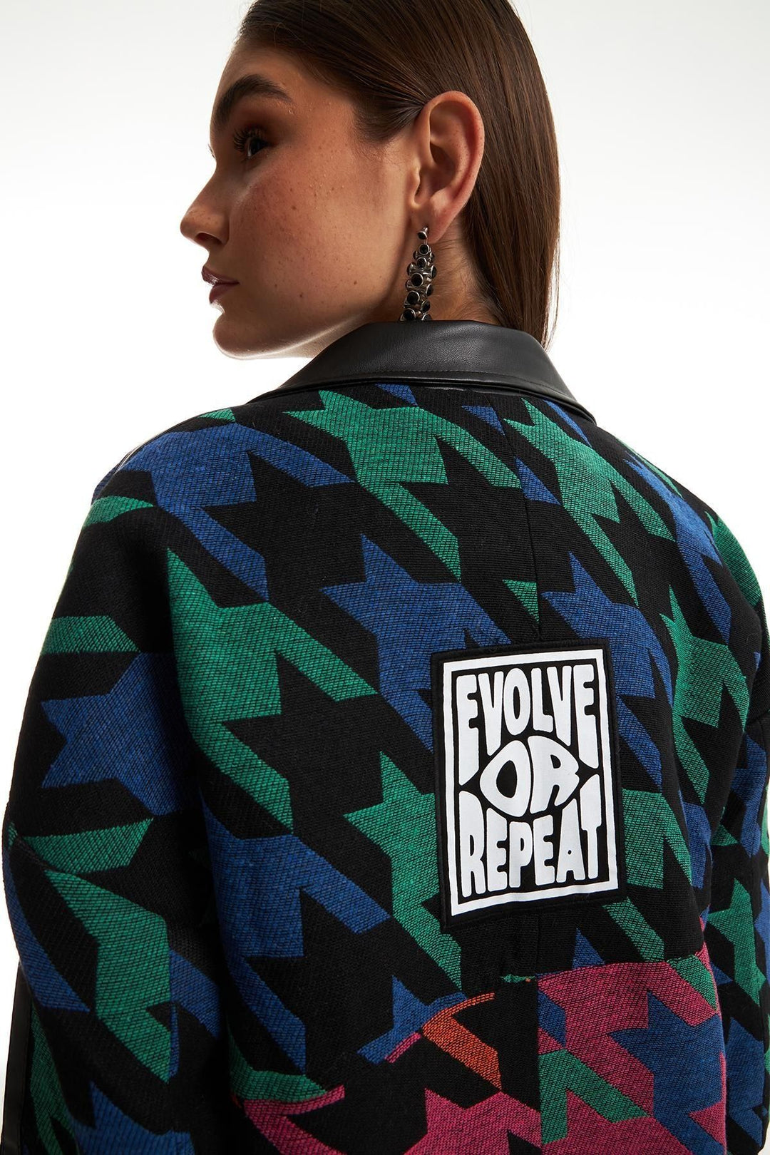 Patterned Garnish Coat Blue