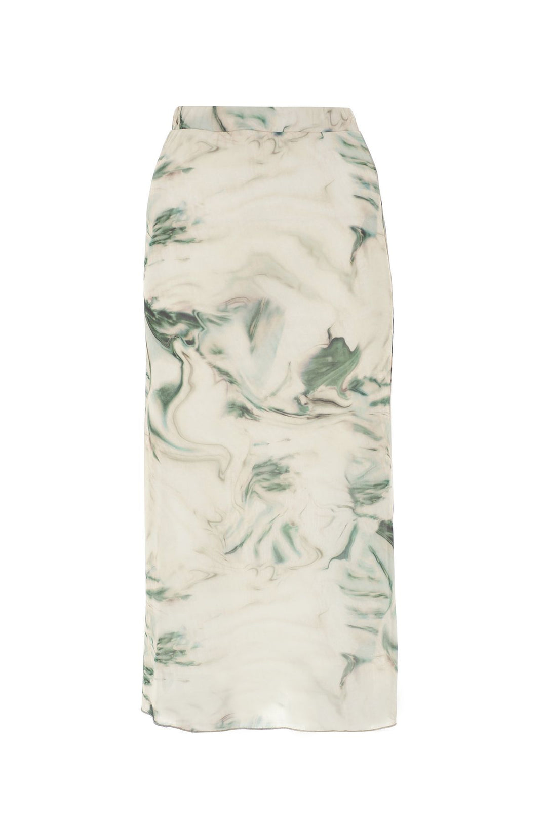 Tie-Dye Patterned Tulle Midi Skirt Stone