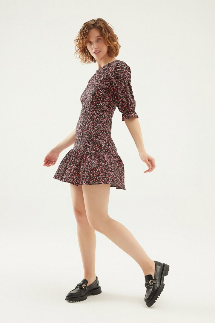 Floral Mini Dress Black