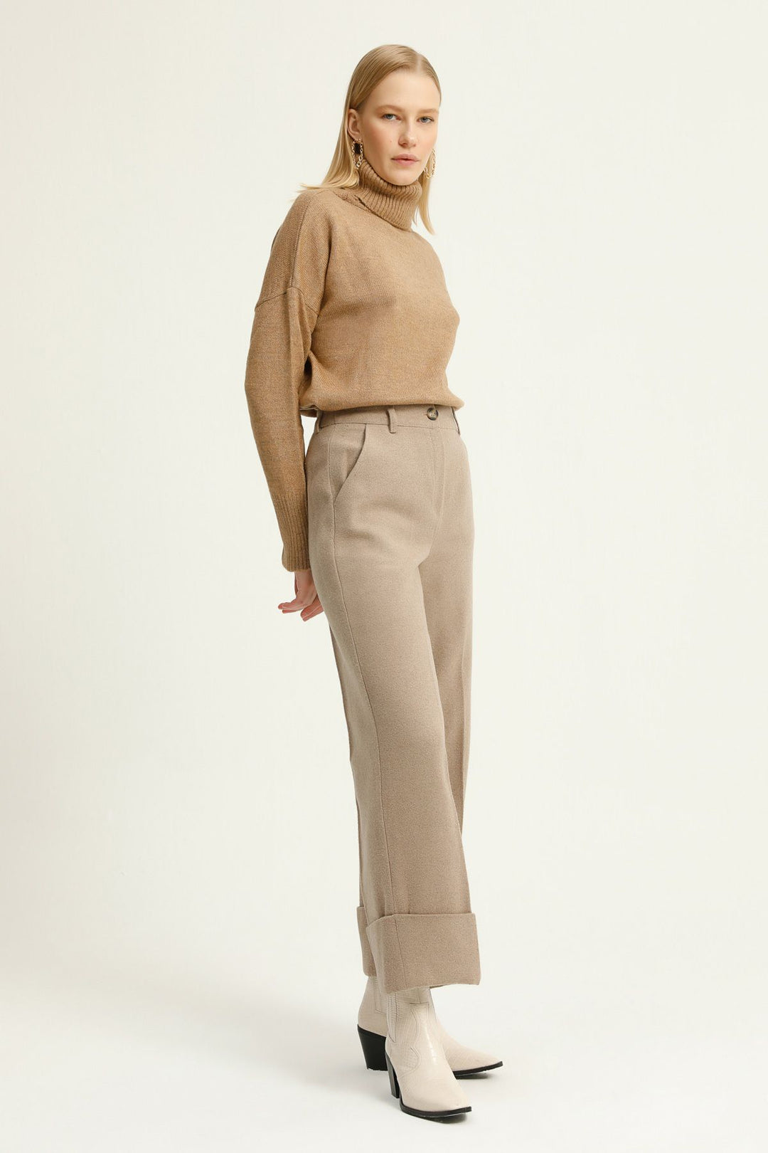 Double Leg Cachet Trousers Mink