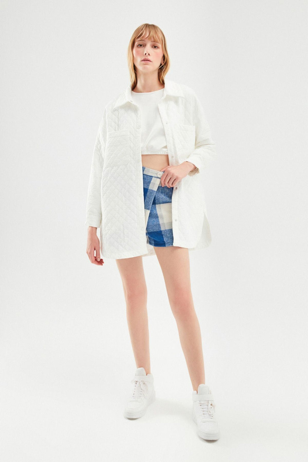 Oversize Quilted Jacket White