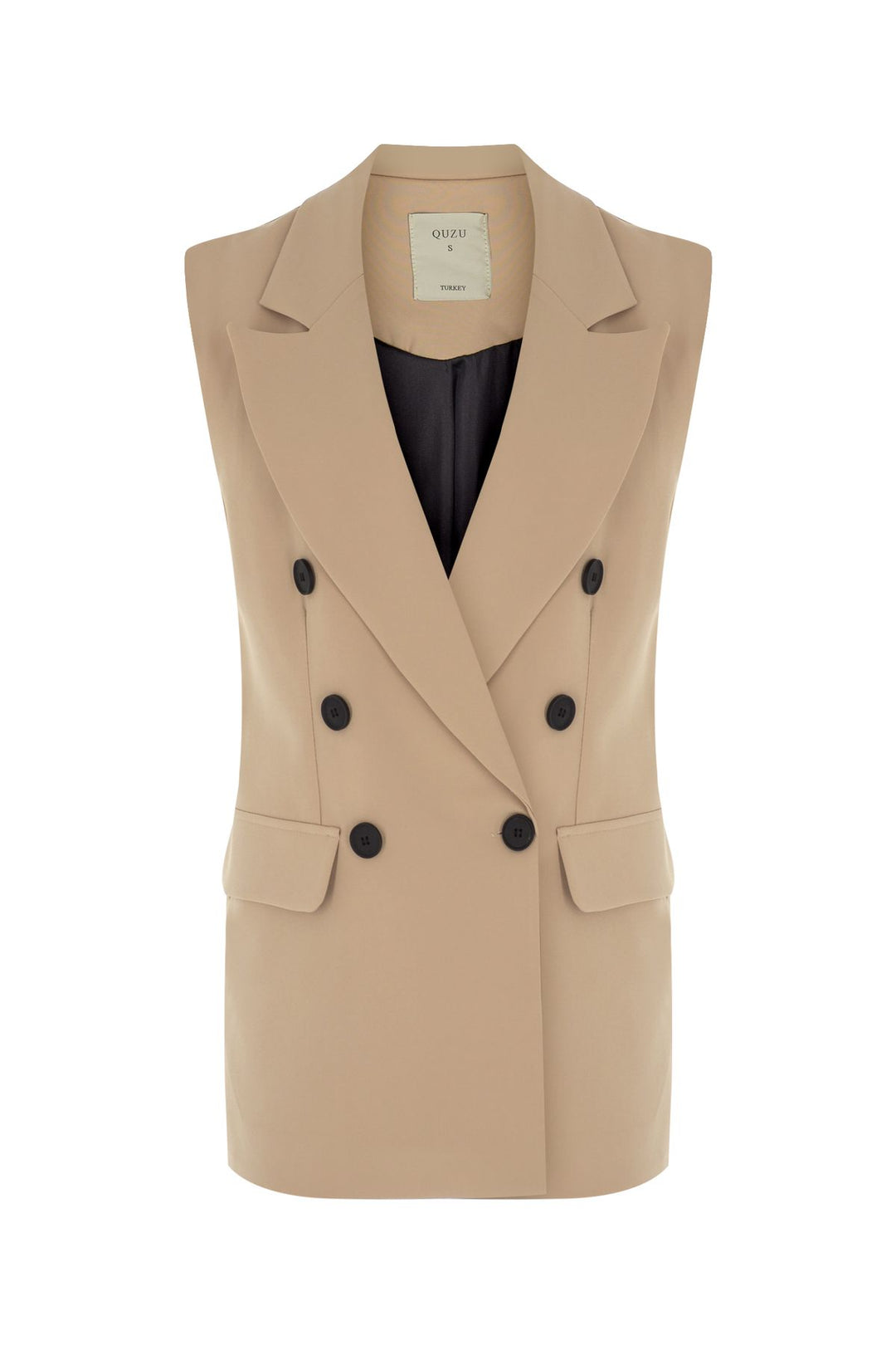 Kruvaze Yelek Ceket Bej