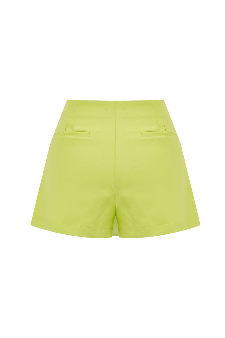 Bağlama Detaylı Şort Etek Neon Yeşil