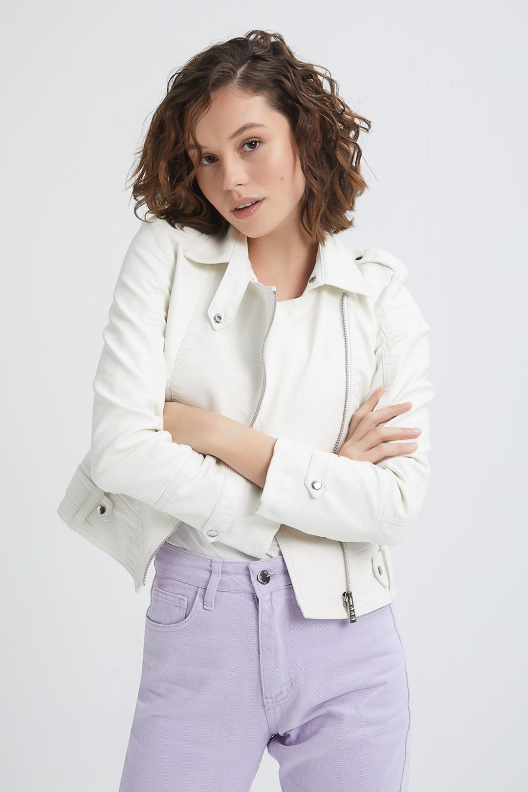 Biker Leather Jacket White