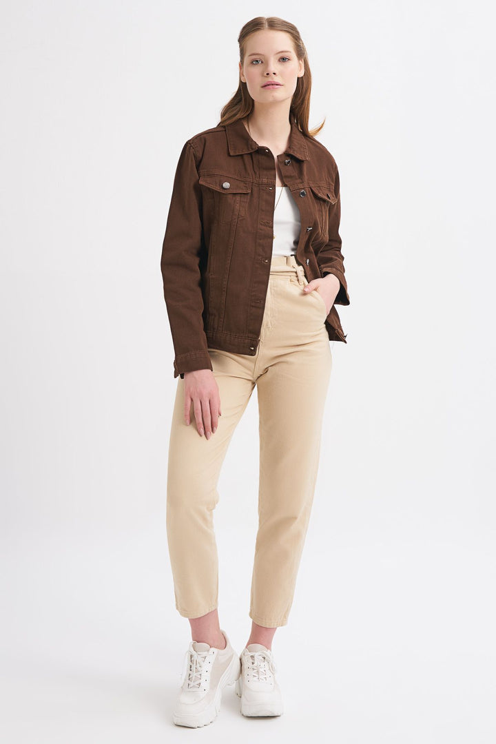 Gabardine Denim Jacket Dark Brown