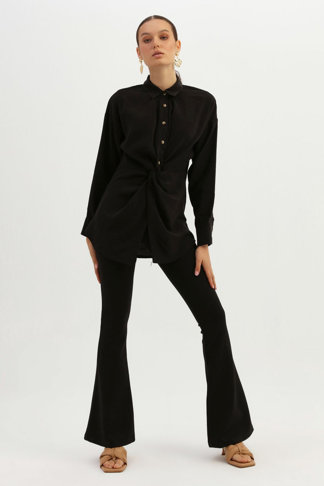 Pleated Waist Shirt Black