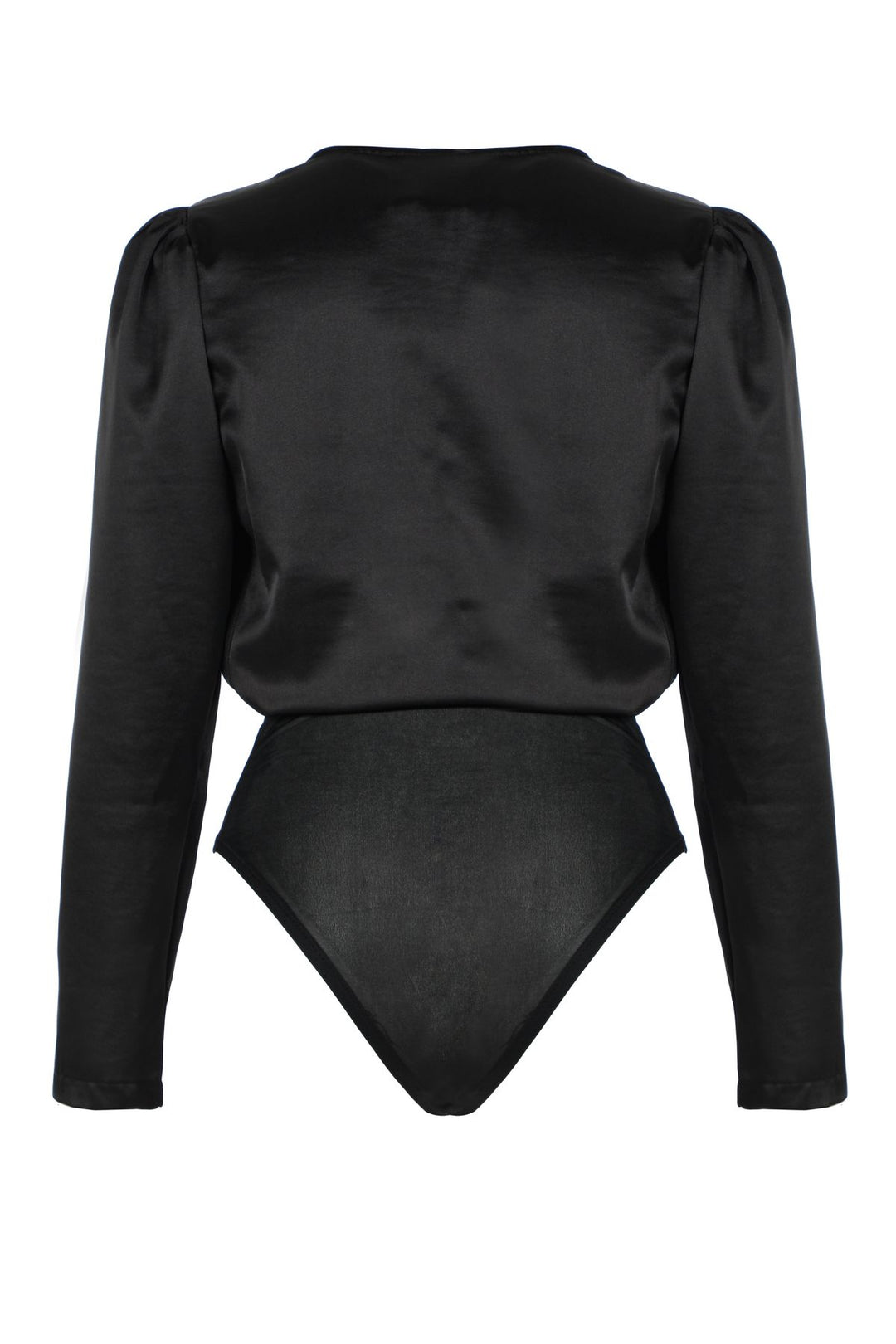 Double Breasted Satin Bodysuit Black