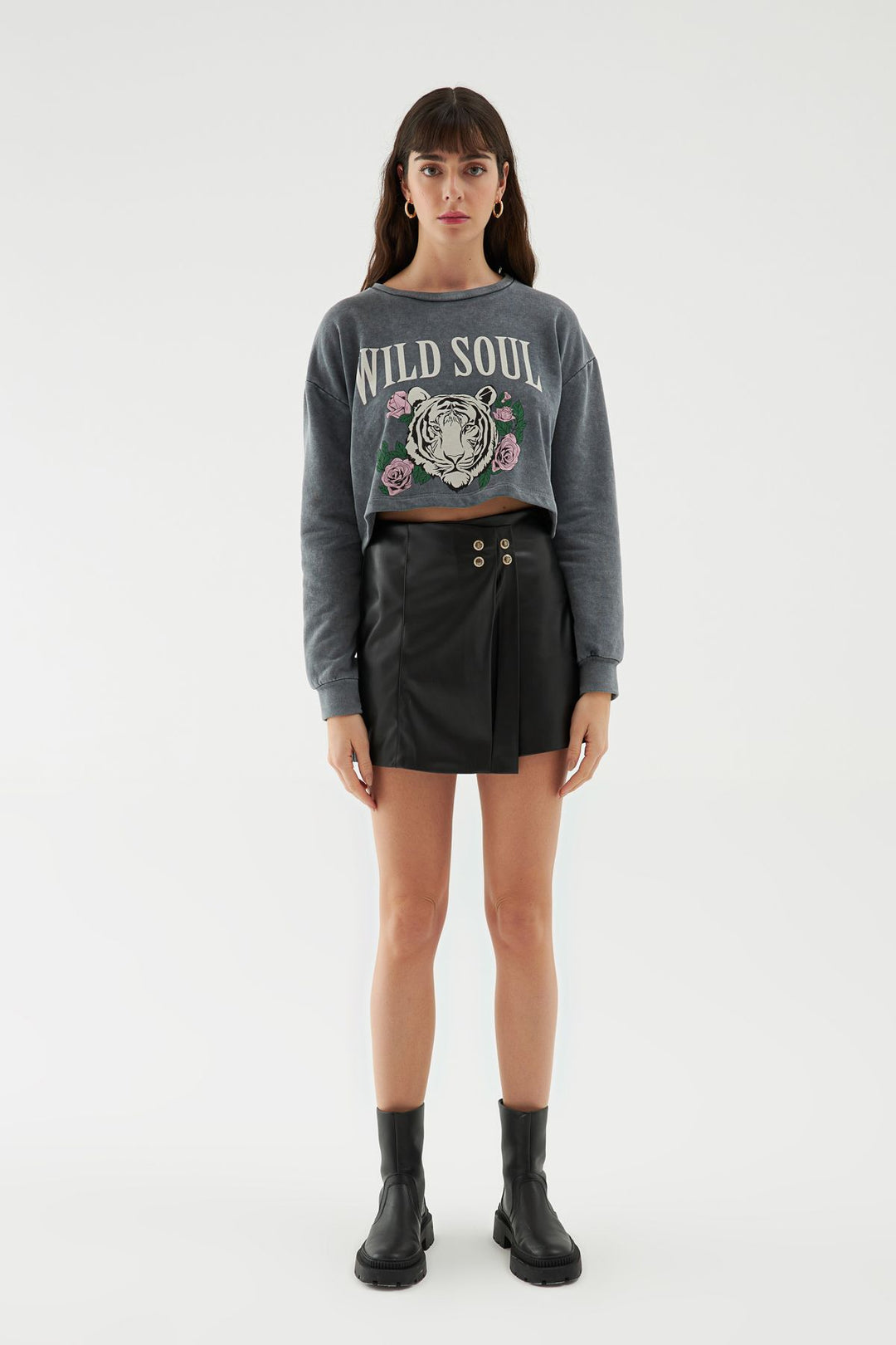 Mini Leather Short Skirt Black