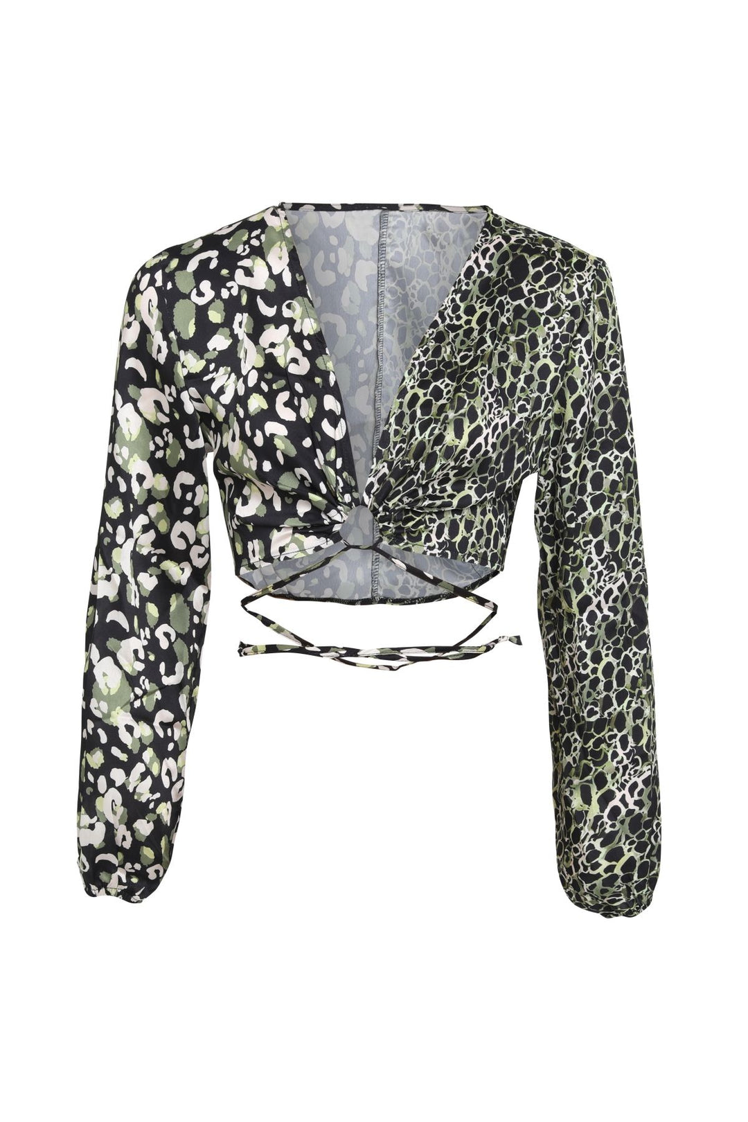 Patterned Satin Blouse Green