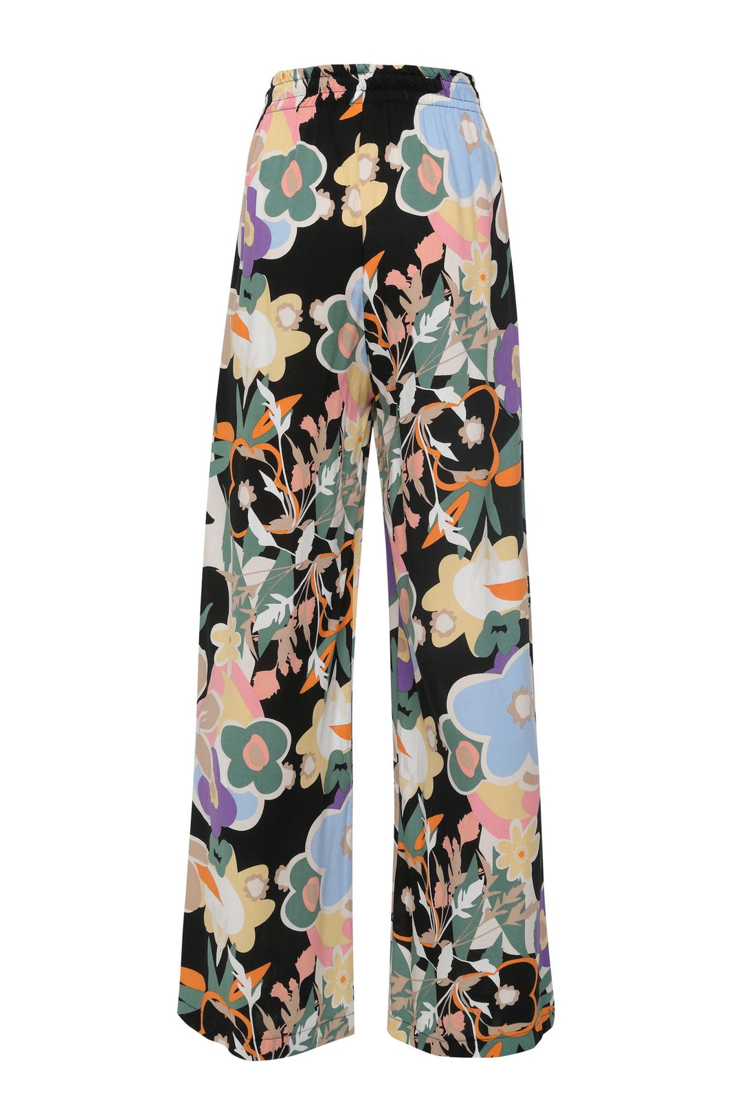 Desenli Bol Paça Pantolon Siyah