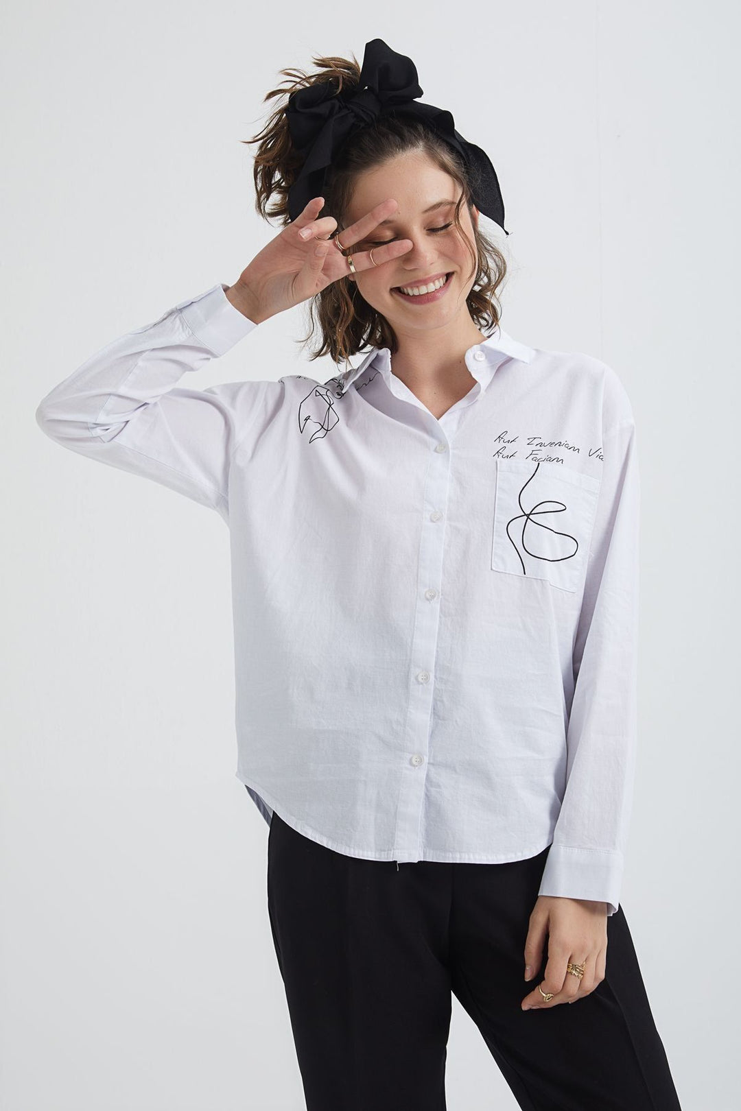 Printed Long Shirt White