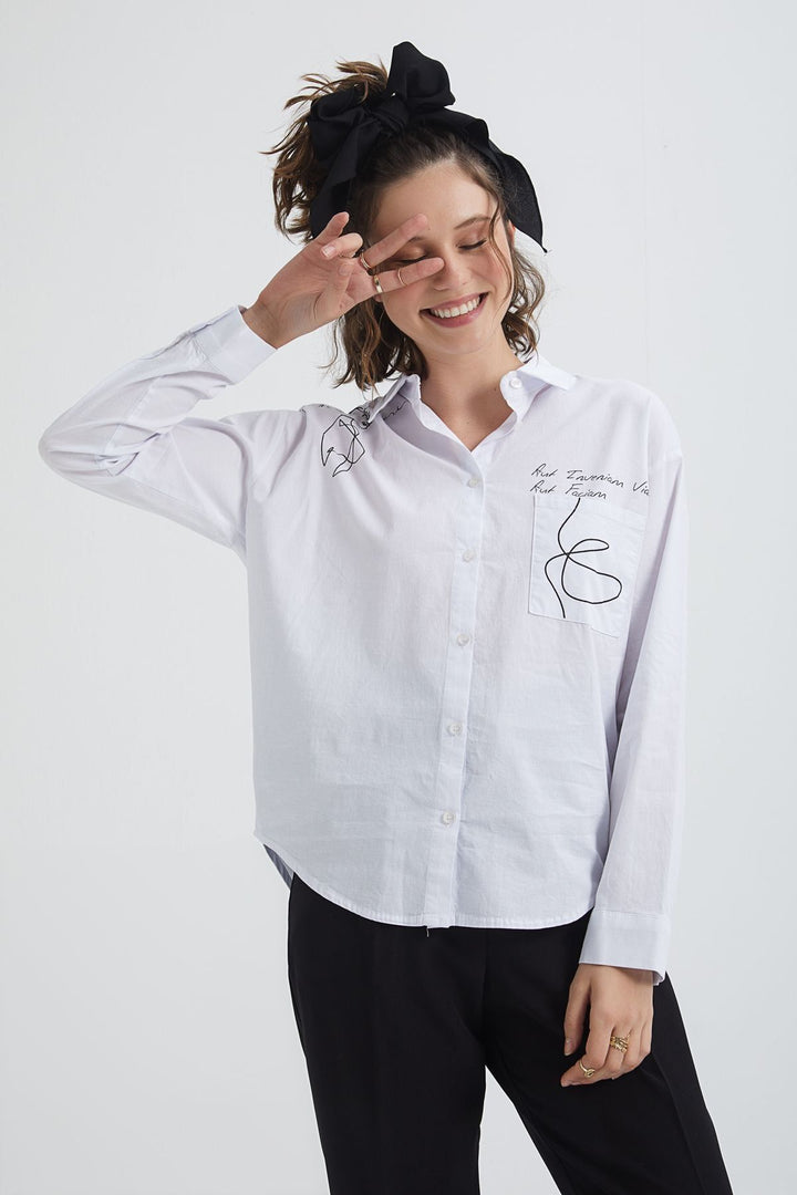 Printed Long Shirt White