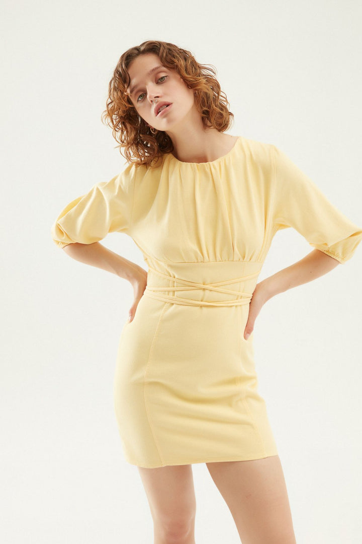 Tie Waist Dress Yellow