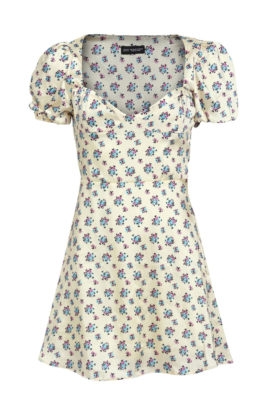 Chest Detailed Patterned Dress Yellow