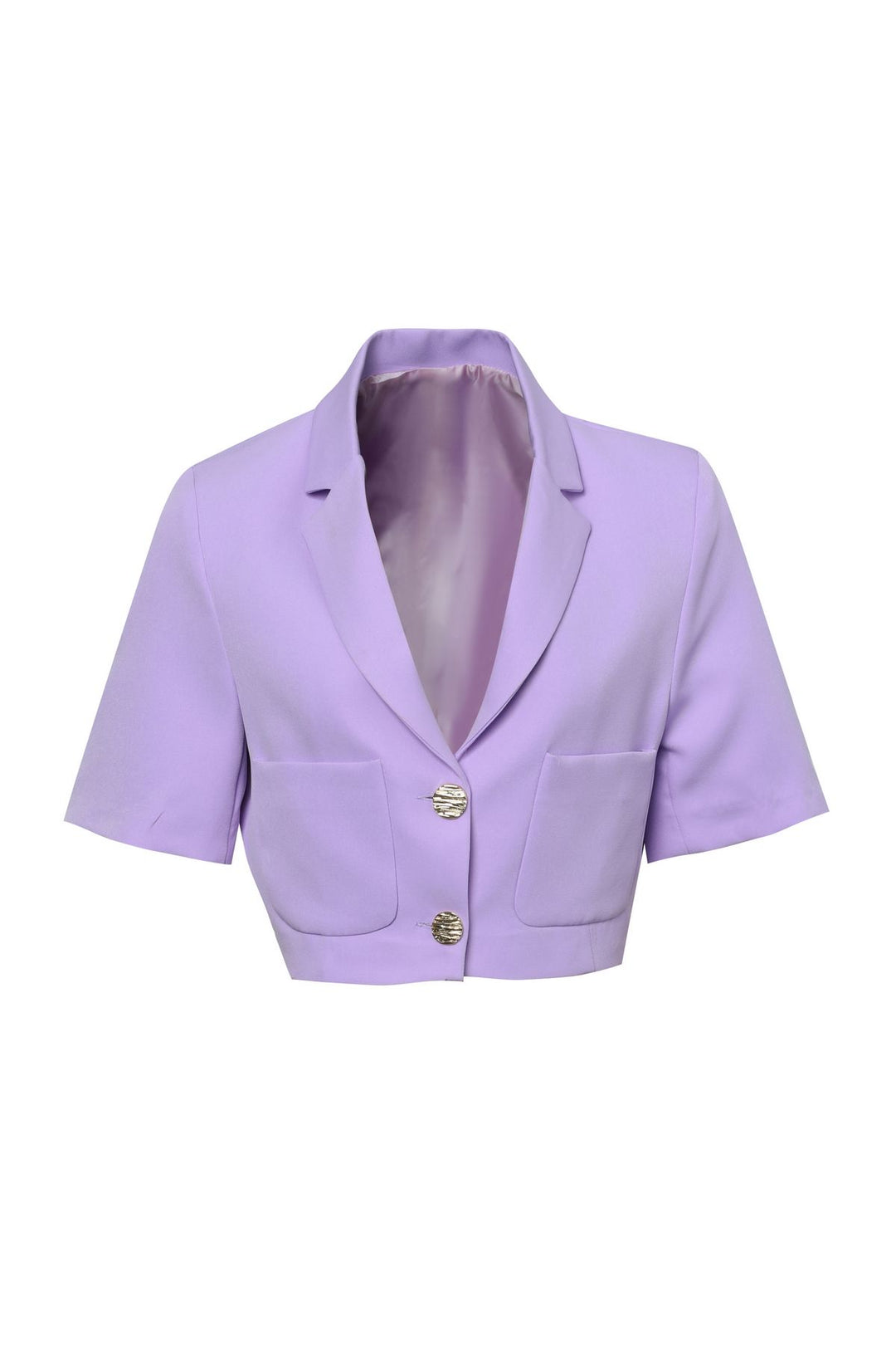 Pocket Detailed Crop Blazer Jacket Lilac