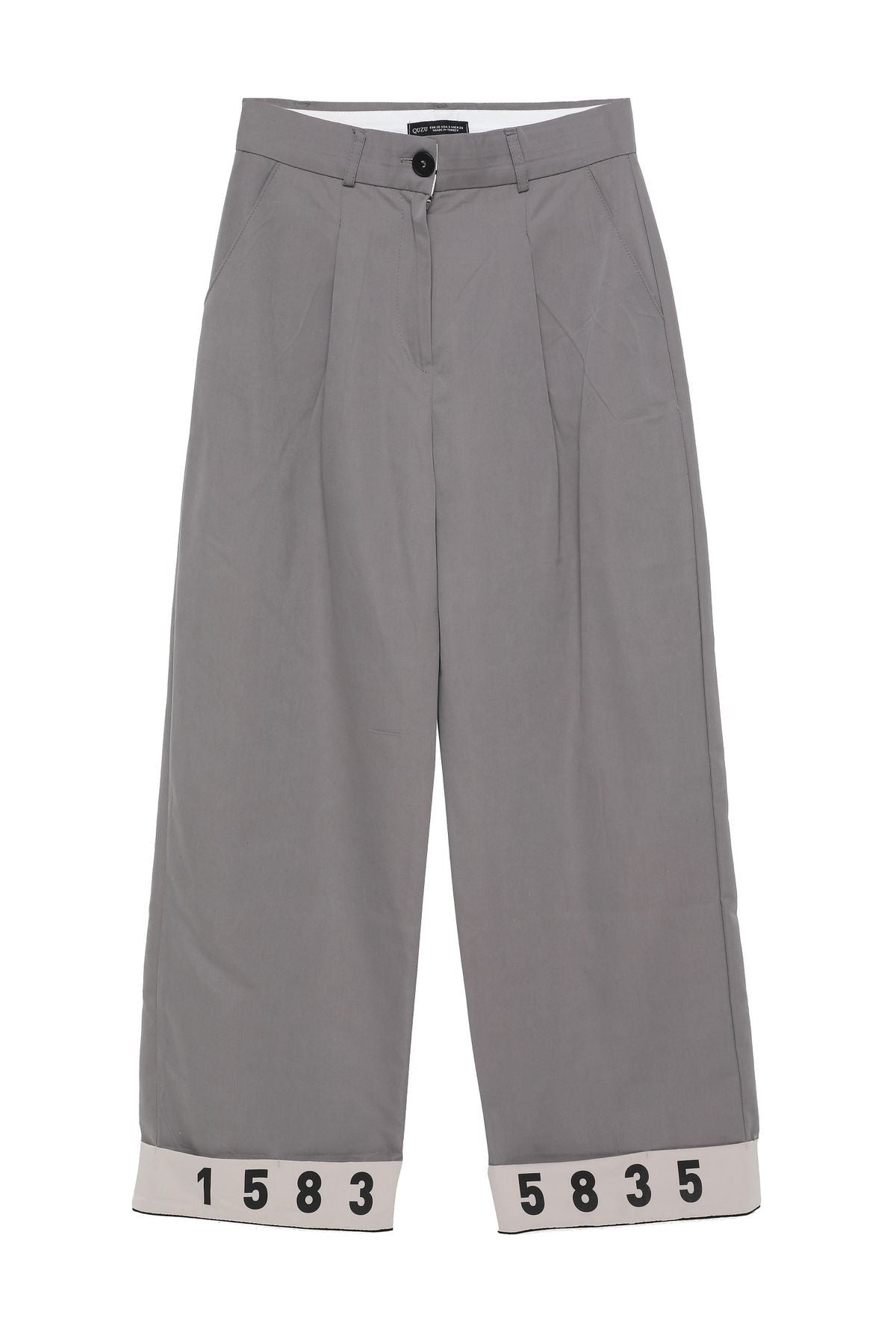 Printed Leg Canvas Trousers Gray