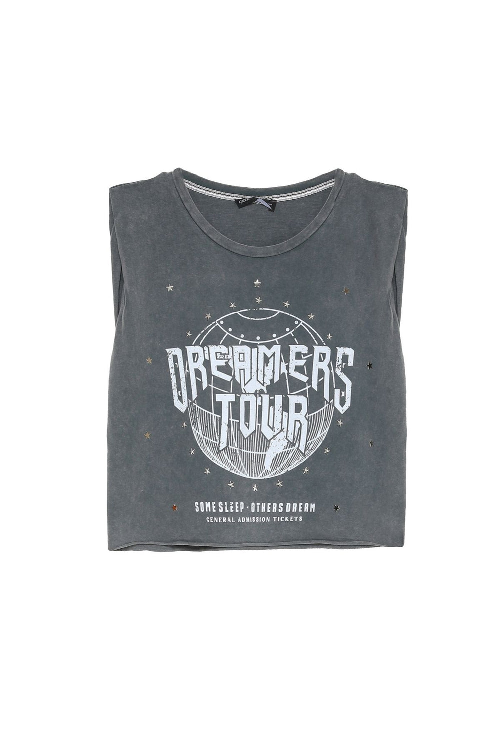 Sleeveless T-Shirt with Star Accessories Anthracite