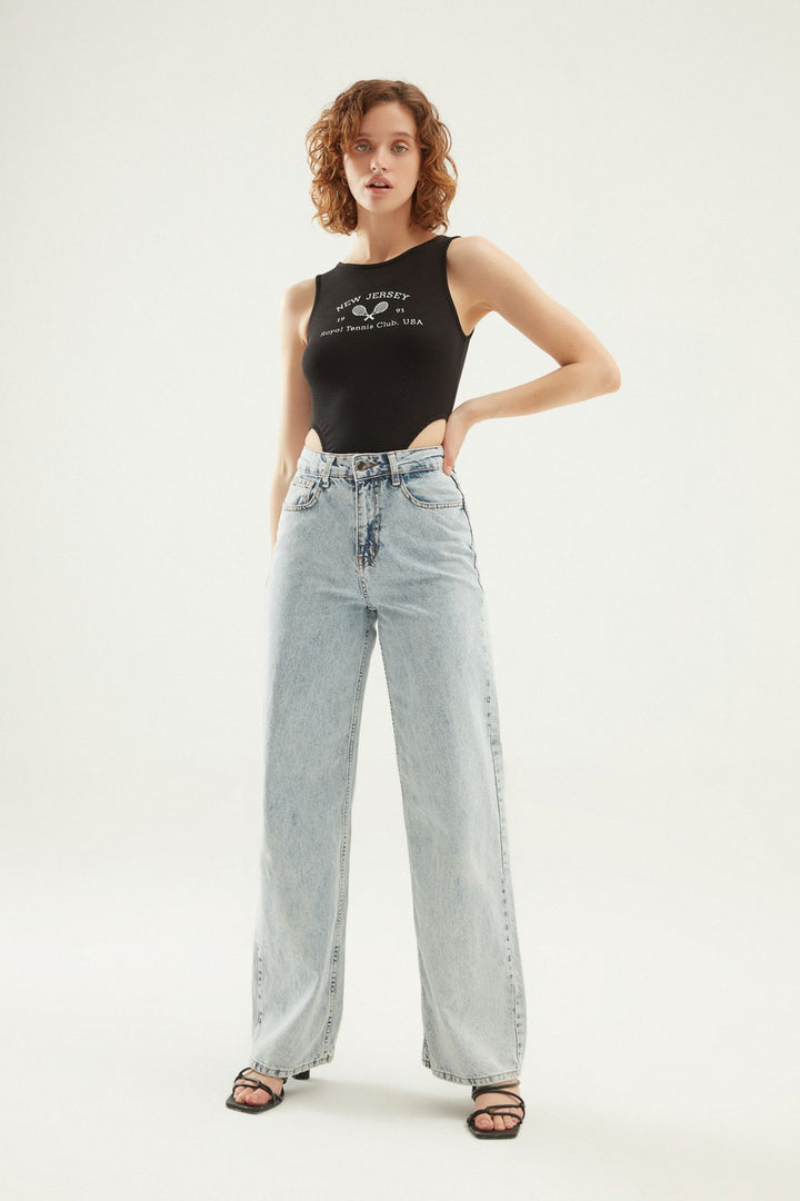 Printed Bodysuit Black