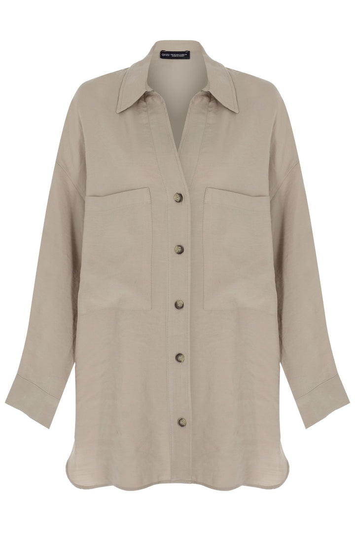 Cep Detaylı Gömlek Taş