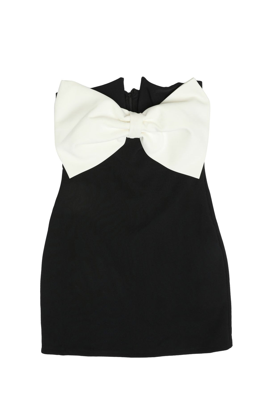 Bow Detailed Strapless Mini Dress Black