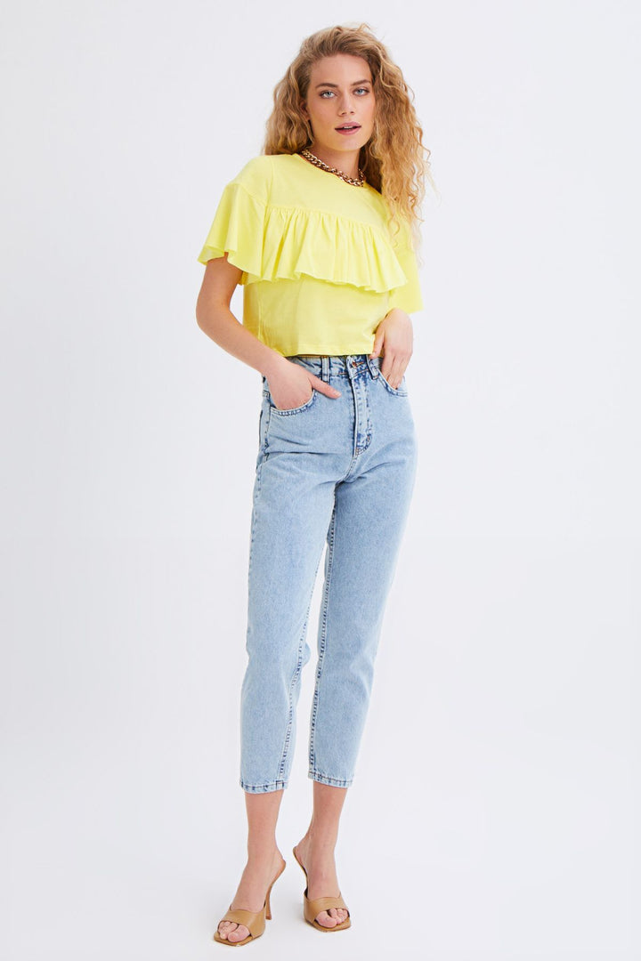 Ruffled Crop T-Shirt Yellow
