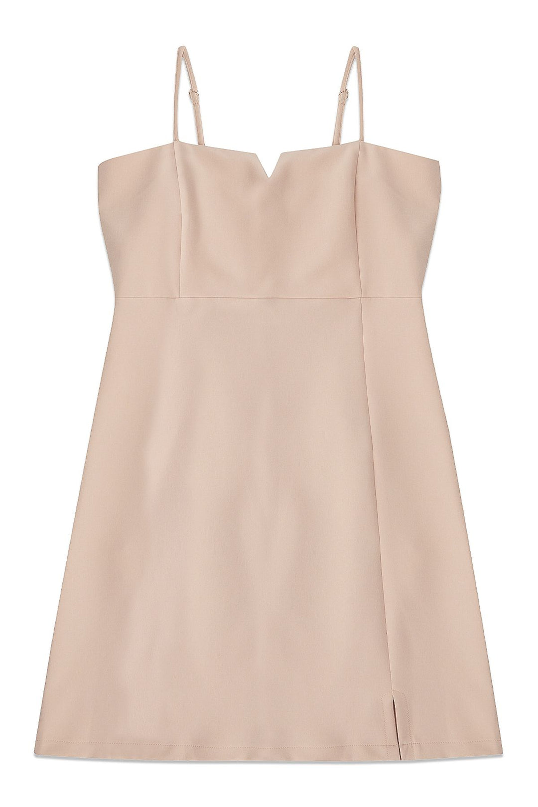 Strap Slit Mini Dress Stone