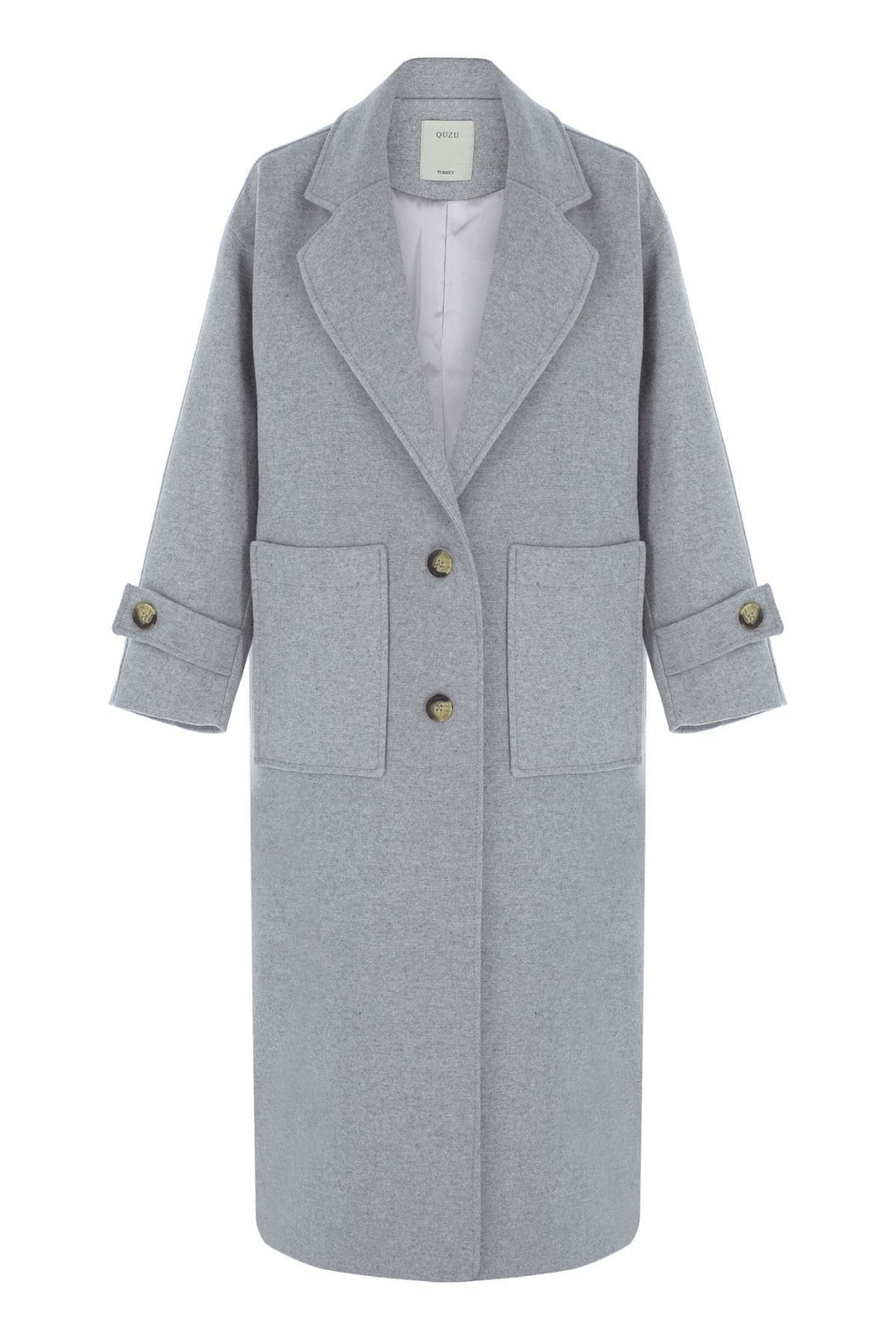 Pocket Long Oversize Coat Gray