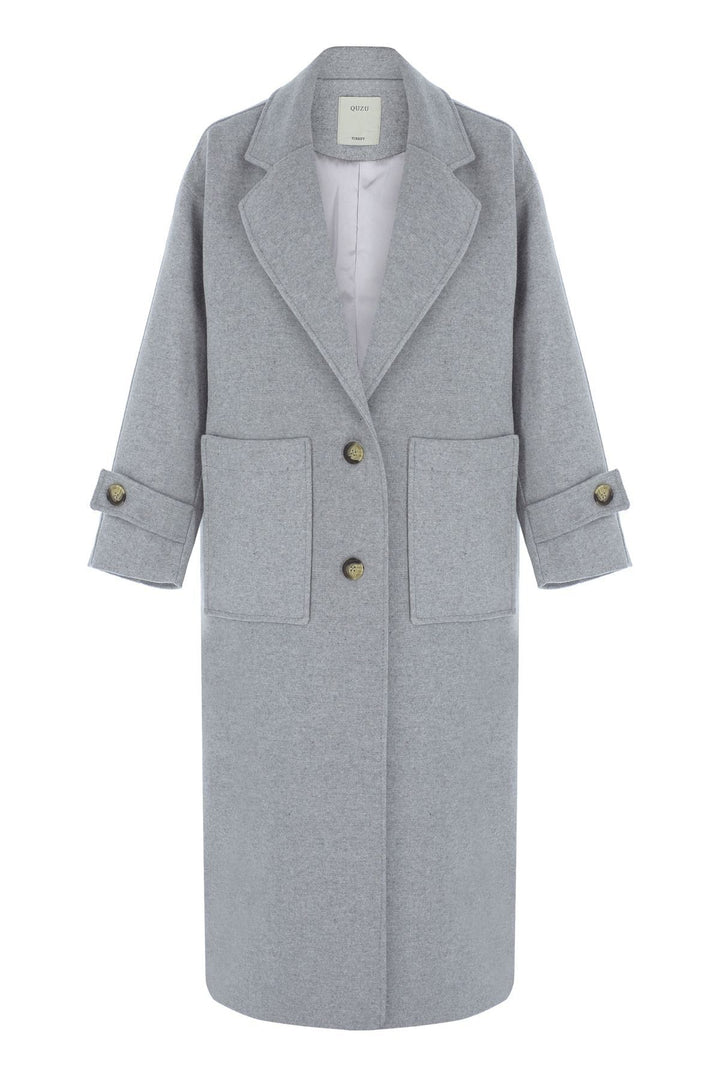 Pocket Long Oversize Coat Gray