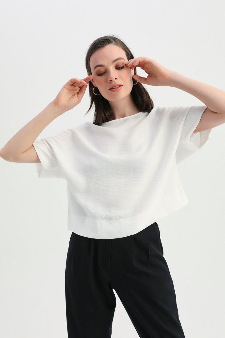 Three Quarter Sleeve Blouse Ecru