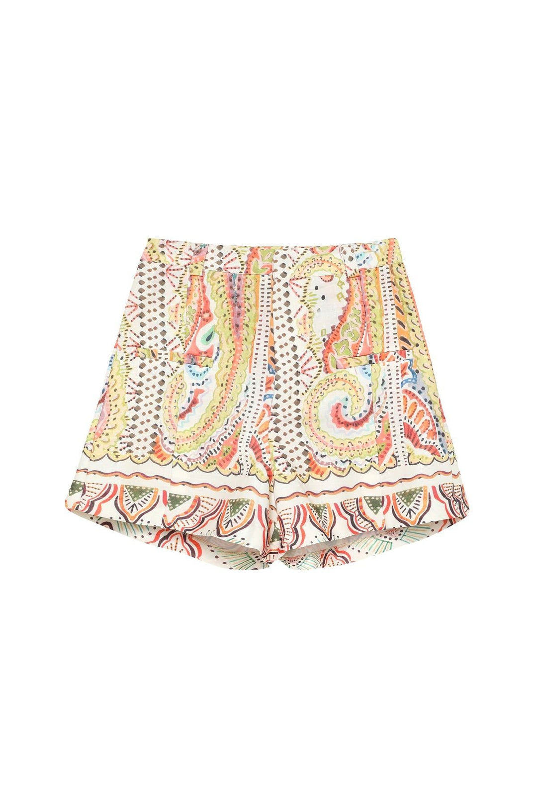 Patterned Mini Shorts Natural