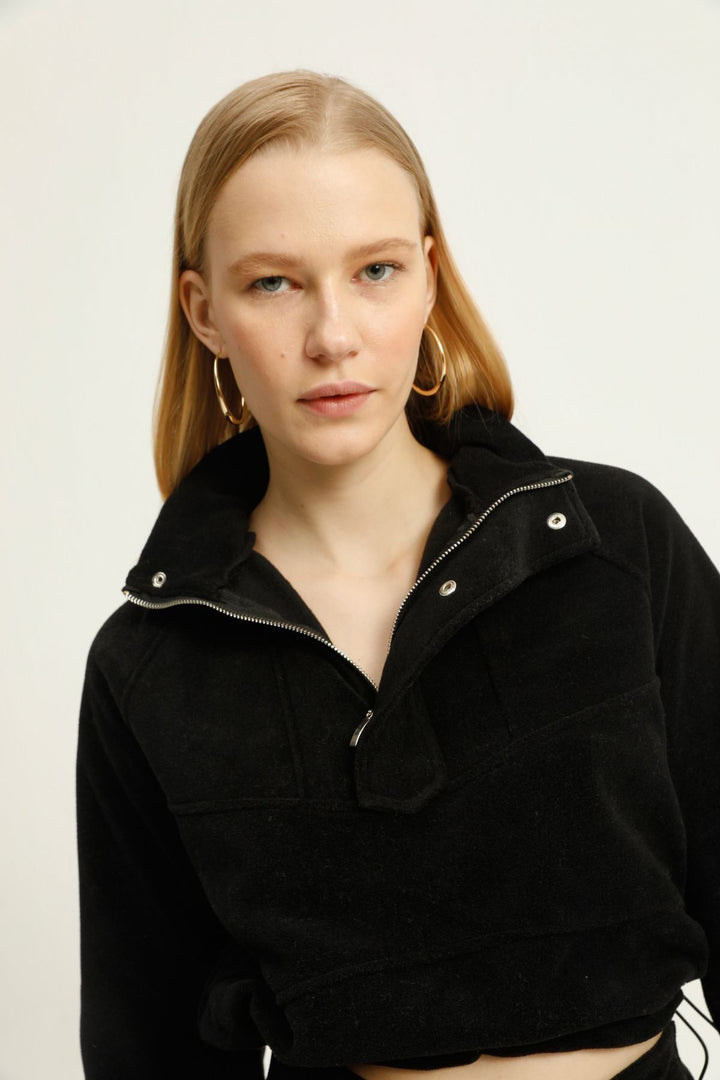 Hooded Fleece Sweatshirt Black