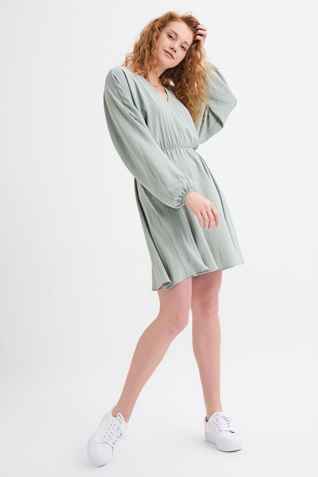 V Neck Midi Dress Mint