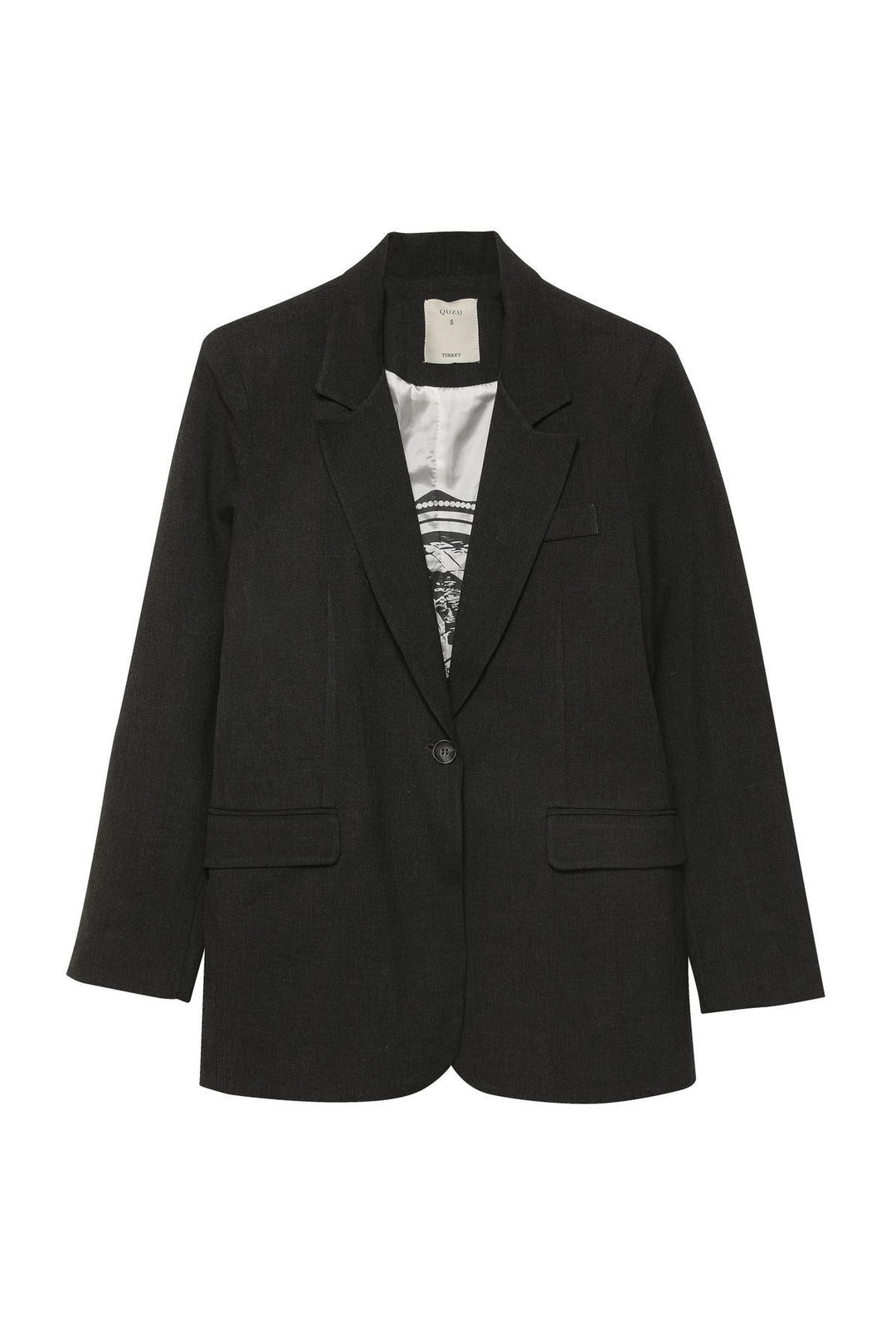 Desenli Astarlı Blazer Ceket Antrasit