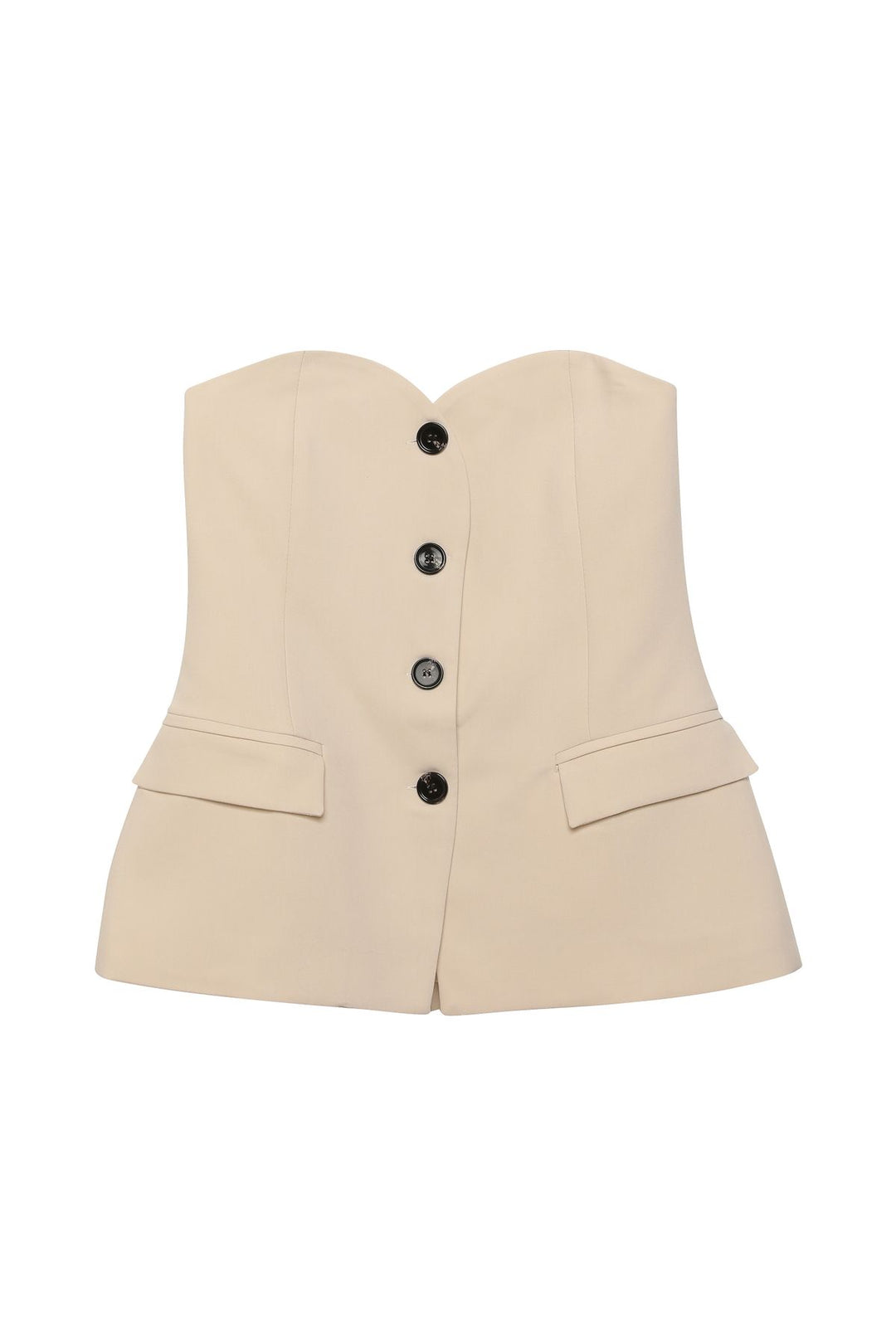 Heart Collar Strapless Blouse Bone